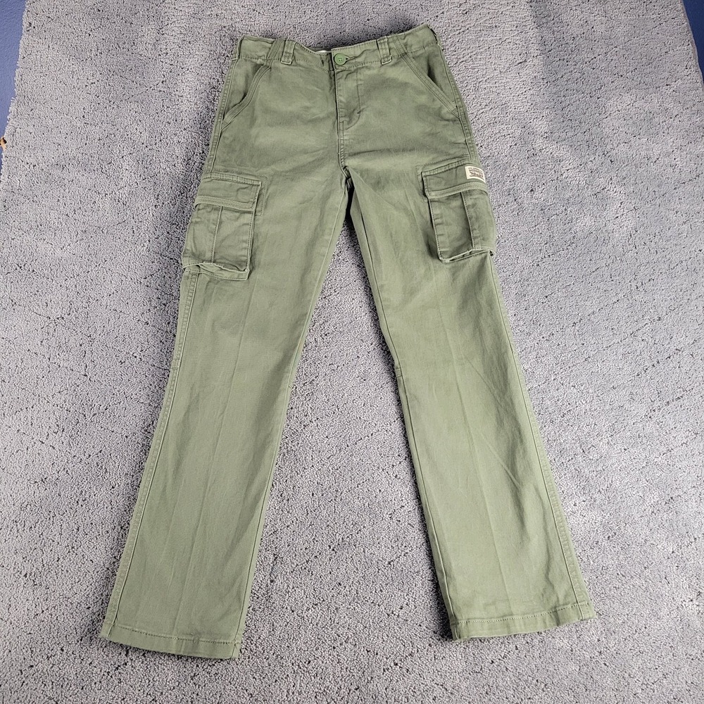 Levis Cargo Pants Boys 14 Green Straight Leg Stretch